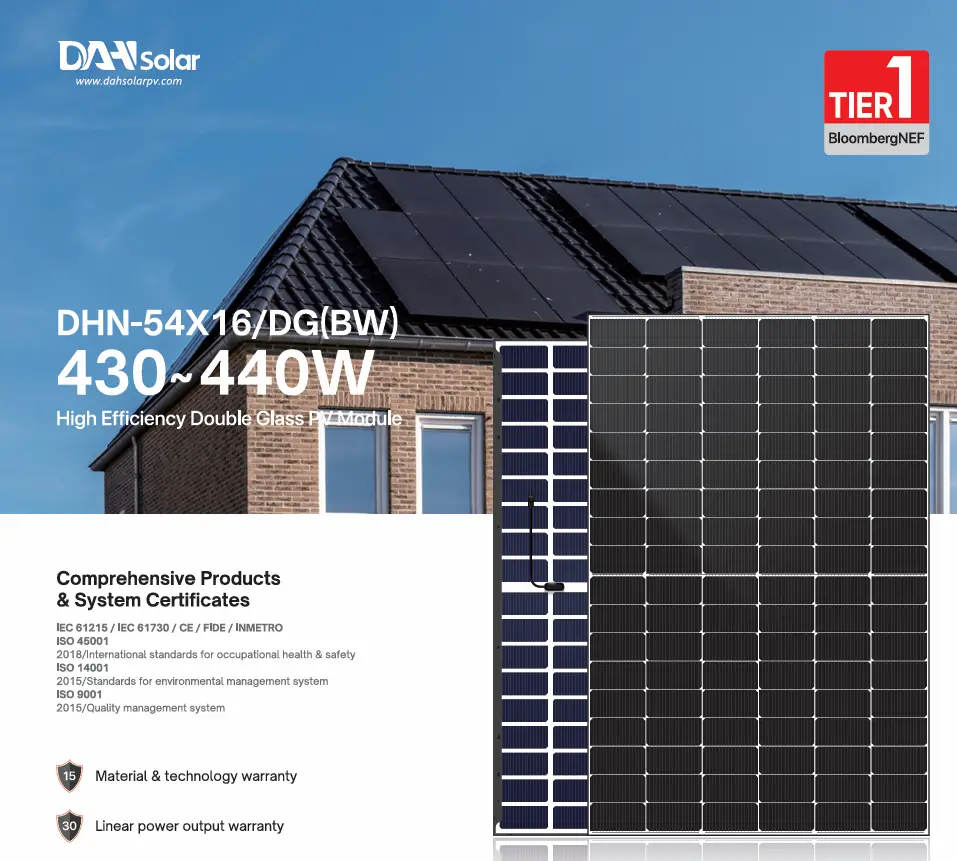 DHN-54X16/DG(BW) 440W Solar Panel